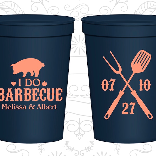 I Do BBQ Cups, Plastic Cups, I Do Barbecue Cups, Wedding BBQ Cups, BBQ Pig, Stadium Cups (10)
