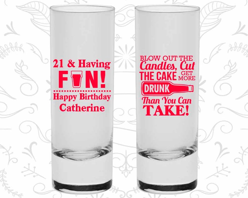 21st Birthday Tall Shot Glass Brights