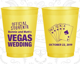 Las Vegas Wedding, Personalized Frosted Cups, Official Souvenir Vegas Wedding, Playing Cards, Green Frosted Cups (65)