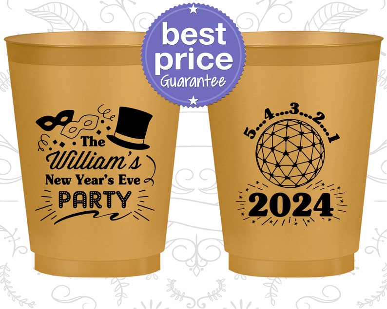 New Years Frosted Plastic Cups, New Years Party Favors, NYE Party Favors, New Years Ball 170005 image 1