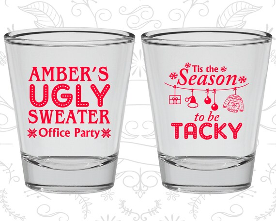 Christmas Shot Glasses, Holiday Shot Glass, Christmas Office Party Favors, Ugly Christmas Sweater Party, Tacky Sweater Party (280020) Il_570xn