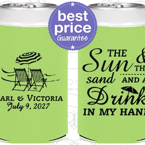 Custom Wedding Favors, Personalized Wedding Favors, Wedding Can Coolers, Rehearsal Favor, Unique Wedding Favors, Wedding Guest Favors | 353