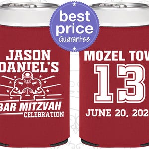 Bar Mitzvah Favors, Bar Mitzvah Can Coolers, Bar Mitzvah Gift, Barmitzvah Favor, Football Bar Mitzvah, Sports Bar Mitzvah | 110002