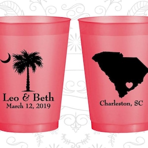 Palmetto Tree, Printed Shatterproof Cups, Crescent Moon, South Carolina Palmetto, SC Palmetto Tree, Palmetto Moon, Pearl Frosted Cups | 676