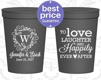 Wedding Favor Cups, Wedding Cups, Plastic Cups, Stadium Cups, Personalized Cups, Custom Stadium Cups, Wedding Favors, Monogram Cups (C61)