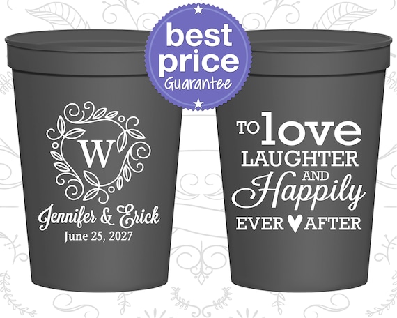 Wedding Favor Cups, Wedding Cups, Plastic Cups, Stadium Cups, Personalized Cups, Custom Stadium Cups, Wedding Favors, Monogram Cups (C61) Il_570xn