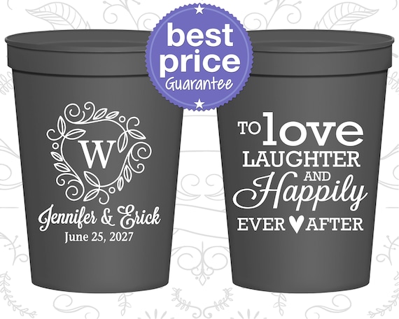 Personalized Plastic Stadium Cups, Wedding Plastic Cups, Custom Party Cups,  Monogramed Stadium Cups, Custom Cups, Personalized Favors 