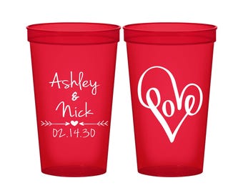 Wedding Favor Cups, Wedding Cups, Plastic Cups, Stadium Cups, Personalized Cups, Wedding Stadium Cups, Custom Plastic Cups | 252