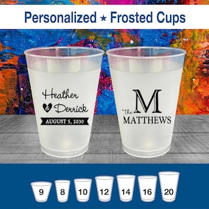 Custom Frosted Cups, Monogram, Wedding Favors, Wedding Cups, Personalized Plastic Cups | 402