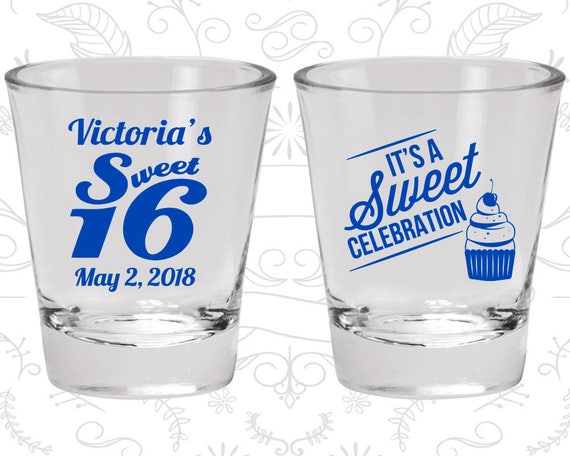 16th Birthday Shot Glass, Sweet 16, Cupcake Birthday, Sweet Celebration, Birthday Shot Glass, Birthday Glass (20141) Il_570xn