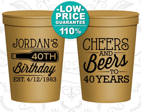 40th Birthday Party Cups, Personalized Birthday Cups, Custom Birthday Cups, Birthday Stadium Cups, Birthday Party Favors (C20002) Il_570xn
