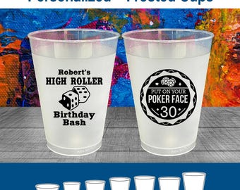 30th Birthday Frosted Cups, Casino Birthday, Vegas Birthday, Frosted Birthday Cups | 20262