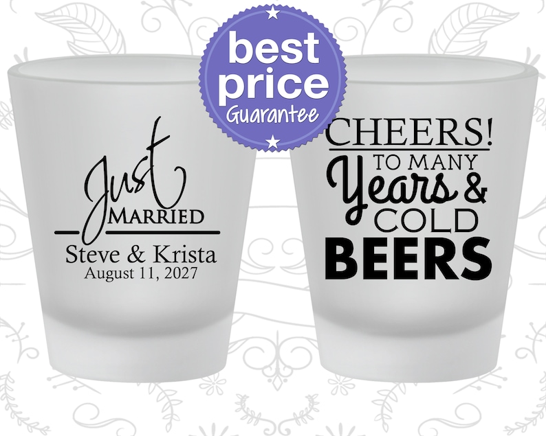 Wedding Shot Glass Favors, Personalized Shot Glasses, Shot Glasses, Shot Glass, Custom Shot Glass, Wedding Favor Shot Glasses C575 image 1