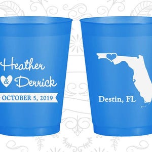 Florida Wedding, Wedding Frosted Cups, Destination Wedding, State Wedding, Blue Frosted Cups | 108