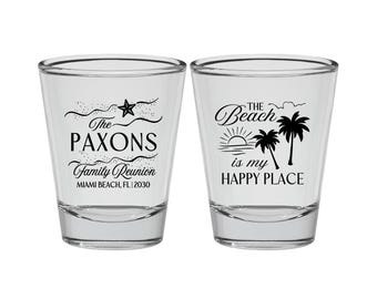 Family Reunion Shot Glass, Family Reunion Favors, Family Reunion Gift Ideas, Family Reunion Beach, The beach is my happy place | 160016
