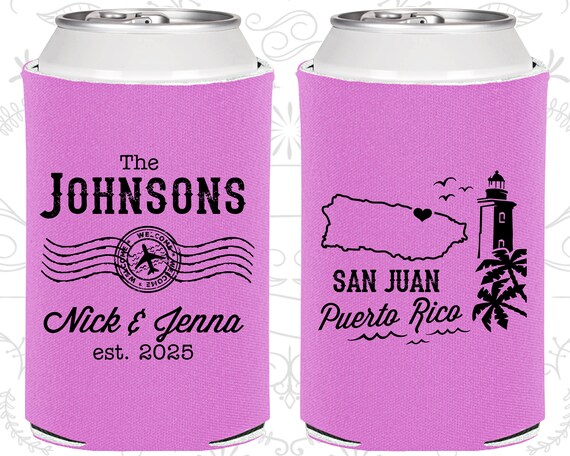 Puerto Rico Wedding Favors, Coolies, Destination Wedding Gift, Puerto Rico Wedding Shower, Travel Wedding Favors, San Juan Wedding (190) Il_570xn