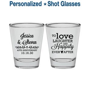 Anniversary Shot Glasses, 40th Anniversary Gift for Parents, Anniversary Gift, Ruby Anniversary Party Favors, Happy Anniversary | 80035