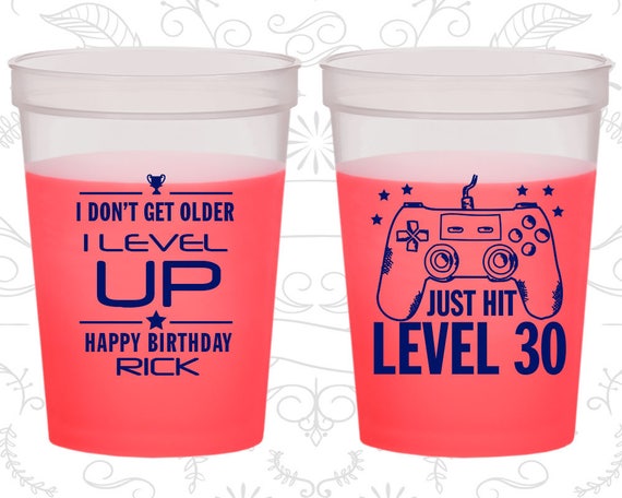 30th Birthday Mood Cups, Video Game Birthday, I don't age, I level up, Birthday Color Changing Cups (20179) Il_570xn
