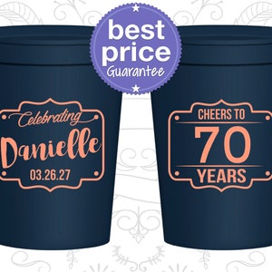 70th Party Favor Cups, Cheers to 70 years Cups, Cheers to Seventy Years, Party Favor Cups, Cheers Party Cups, Cheers Birthday Cups (C20227)