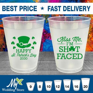 St Patricks Day Frosted Cups, St Patricks Day Favors, St Pattys Day, St Patricks Day Idea, Kiss Me I&#39;m Irish, Shamrock Favors | 200009