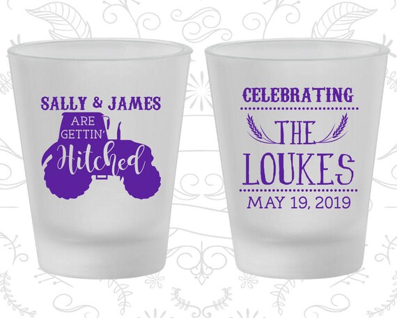 Gettin Hitched Cheap Frosted Glassware Farm Wedding Tractor