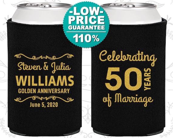 50th Anniversary Gift for Parents, Anniversary Can Coolers, Anniversary Ideas, Golden Anniversary Party Favors, 50 Years of Marriage (80017) Il_570xn