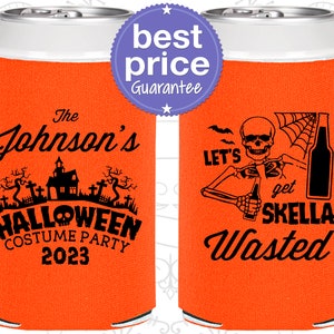 Halloween Favors, Halloween Can Coolers, Personalized Halloween, Halloween Party Supplies, Lets Get Skella Wasted, Costume Party 250014 image 1