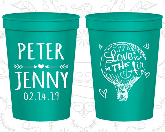 Love is in the Air Wedding Cups, Stadium Cups, Hot Air Balloon Wedding Cups, Love Wedding Cups, Customizable Cups (210) Il_570xn