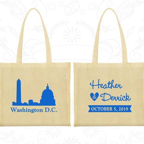 Washington DC Wedding, Washington DC Tote Bags, Canvas Tote Bag, Destination Wedding Bags, State Tote Bags, Wedding Day Tote (150) Il_570xn