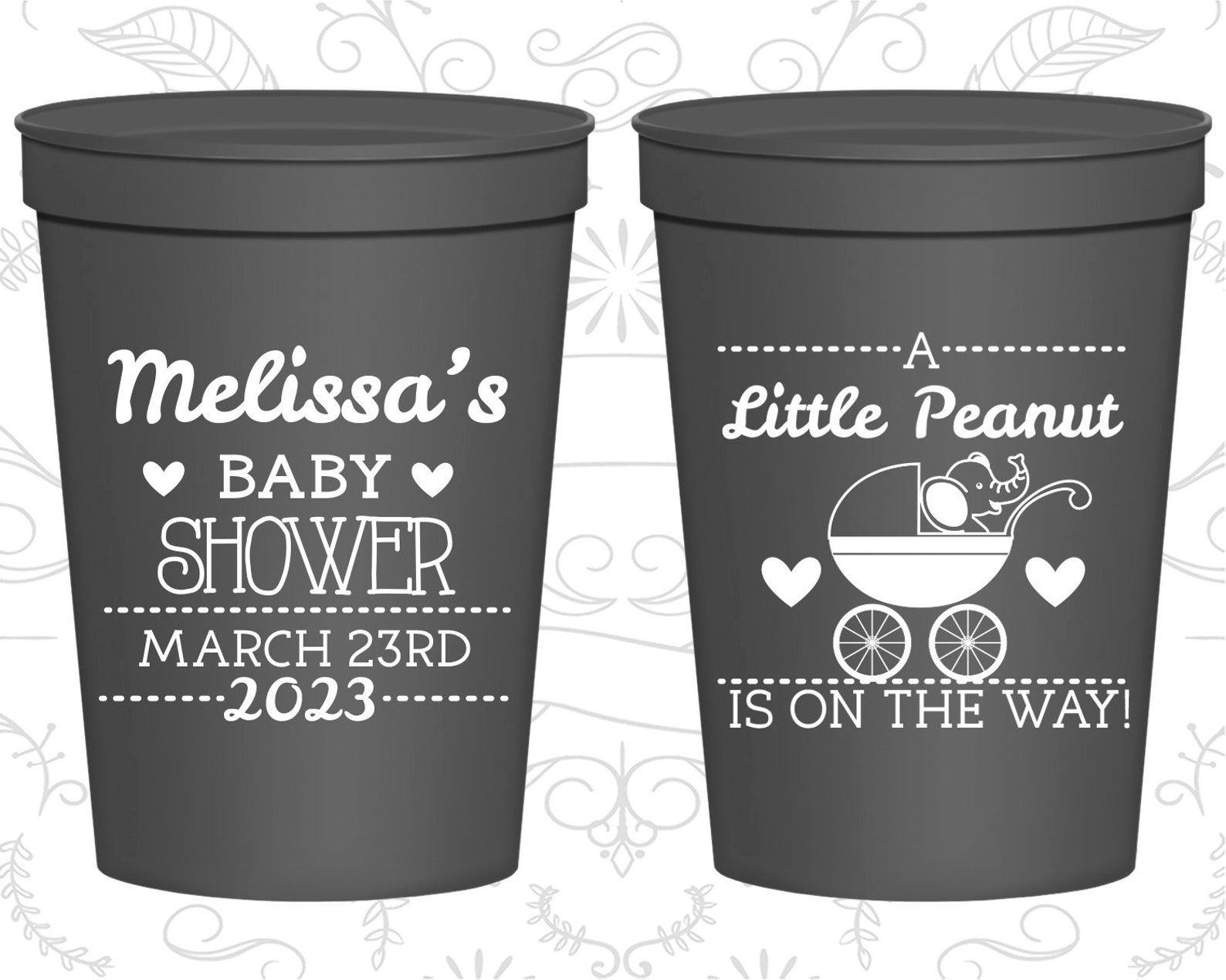 Personalized Baby Shower Stadium Cups Baby Shower Favor Etsy