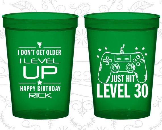 30th Party Favor Cups, Video Game Birthday, I don't age, I level up, Party Favor Cups, Fun Birthday Cups (C20179) Il_570xn