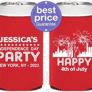 Independence Day, 4th of July Can Coolers, July 4th Decorations, Fourth of July Party Ideas, Statue of Liberty, American | 220039