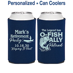 Retirement Party Favors, Retirement Can Coolers, Retirement Gifts, Retirement Party Ideas, O Fishally Retired | 150008 image 1