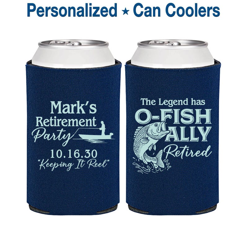 Retirement Party Favors, Retirement Can Coolers, Retirement Gifts, Retirement Party Ideas, O Fishally Retired | 150008 image 1