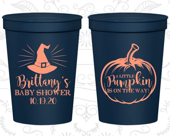 Printed Baby Shower Stadium Cups, Baby Shower Gifts, Pumpkin Baby Shower Cups, Halloween Baby Shower Cups (C90196) Il_570xn