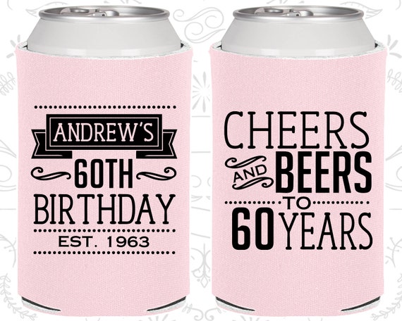 60th Birthday, 60th Birthday Party, Cheers to 60 Years, Cheers and Beers, Birthday Can Coolers, Birthday Coolies (20001) Il_570xn