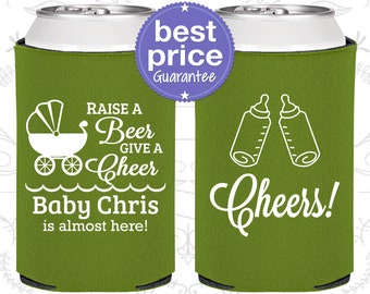 Raise a beer give a cheer, Baby Shower Decorations, It’s a Boy Baby Shower, Little Man Baby Shower, Baby Shower Can Coolers | C90081