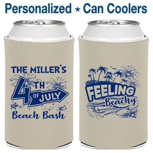 4th of July Party Favors, 4th of July Can Coolers, July 4th Gifts, Fourth of July Decorations, Feeling Beachy, American | 220024