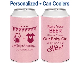 A Baby is Brewing, Baby Shower Decorations, Baby Announcement, Baby Girl Baby Shower, Baby Shower Can Cooler,Baby Shower Giveaways | 90065