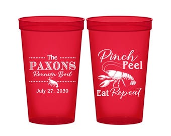 Family Reunion Plastic Cups, Family Reunion Ideas, Family Reunion Party Favors, Crawfish Boil, Pinch Peel Eat Repeat | 160006