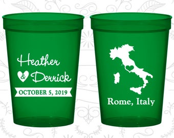 Italy Wedding Cups, Italy Wedding, Cheap Cups, Destination Wedding, Fun Party Cups, Rome Cups (181)