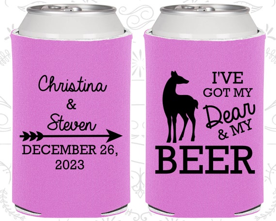 I've got my dear and my beer, Wedding Ideas, Deer Wedding Favors, Arrow Wedding Favors, Hunting Wedding Favors, Can Coolers (296) Il_570xn