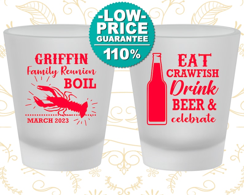Family Reunion Shot Glass 160007 Family Reunion Ideas Eat Crawfish Drink Beer and Celebrate Family Reunion Party Favors Crawfish Boil