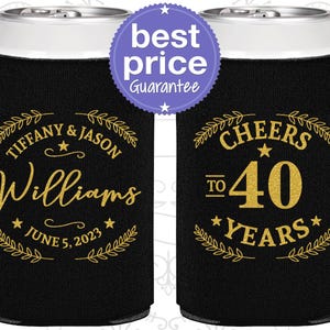 40th Anniversary Gift for Parents, Anniversary Can Coolers, Anniversary Gift, Ruby Anniversary Party Favors, Cheers to 40 Years | 80015