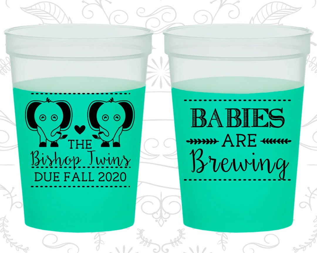 Elephant Baby Shower, Baby Shower Mood Cups, Twins Baby Shower, Babies