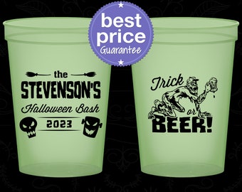 Halloween Glow In the Dark Cups, Halloween Favors, Halloween Party Decorations, Trick or Beer, Halloween Bash (250021)