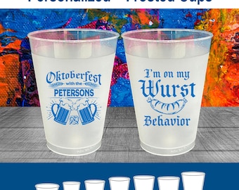 Oktoberfest Frosted Cups, Oktoberfest Party Favors, Oktoberfest Decor, Oktoberfest Party Decorations, Wurst Behavior | 240010