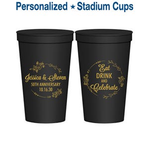 Anniversary Plastic Cups, 50th Wedding Anniversary Party Favors, Anniversary Ideas, Golden Anniversary Favors, Parents Anniversary | 80027