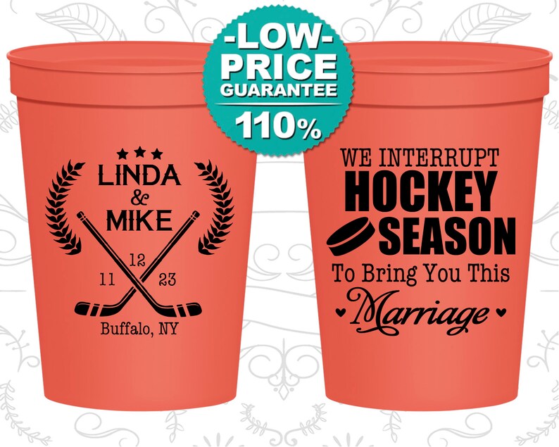 Wedding Cups Wedding Favors Plastic Cups Personalized Cups Hockey Wedding Custom Plastic Cups Custom Wedding Cups C312 Stadium Cups