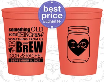 Wedding Cups, Plastic Cups, Stadium Cups, Personalized Cups, Wedding Favor Cups, Personalized Plastic Cups, Wedding Favors, Mason Jar | 601